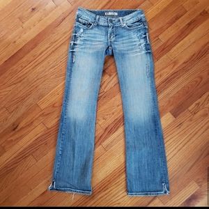 BKE Stella Silver Stiched Embellished Flap Jeans